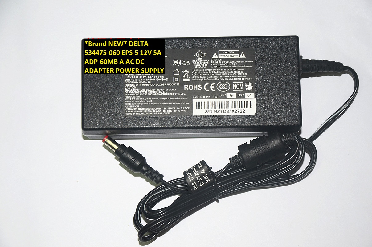 *Brand NEW* EPS-5 ADP-60MB A 12V 5A DELTA 534475-060 AC DC ADAPTER POWER SUPPLY